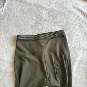 Lululemon Athletica Sage Green Leggings with Striped Waistband